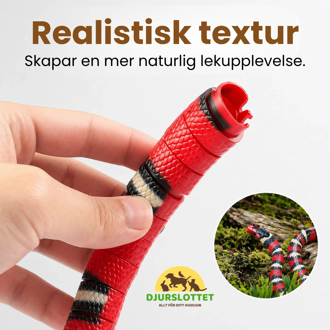 Husdjursvänlig röd interaktiv ormleksak för katter. Ger automatisk kattstimulans och timmar av lekglädje.