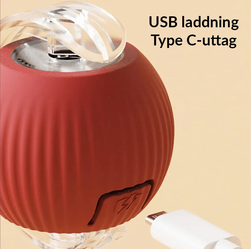 Röd, smart kattleksak med rullande design. Elektronisk boll ger timmar av rolig aktivering för husdjur.