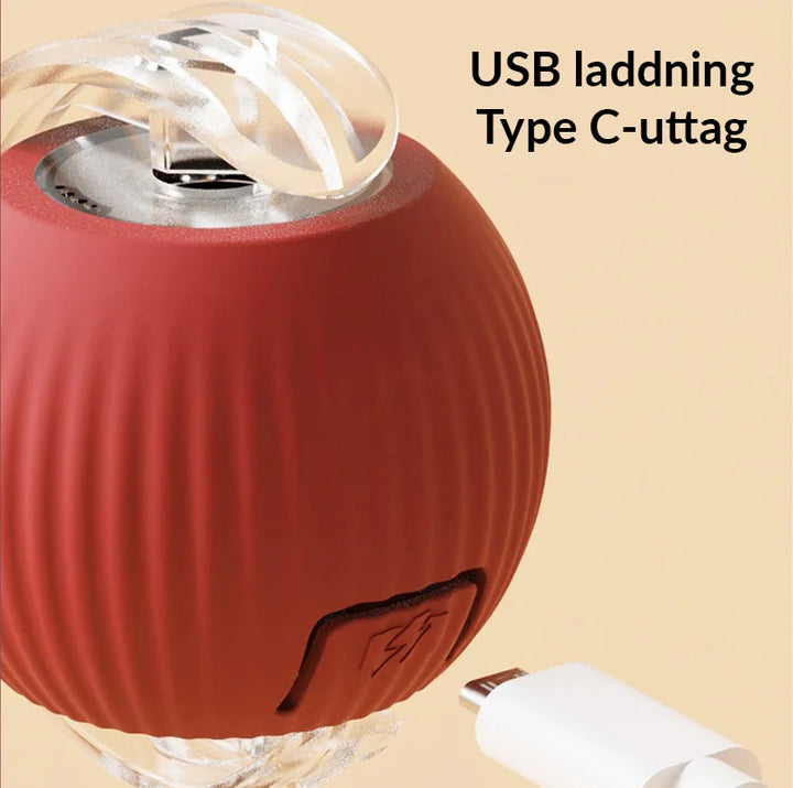 Röd, smart kattleksak med rullande design. Elektronisk boll ger timmar av rolig aktivering för husdjur.