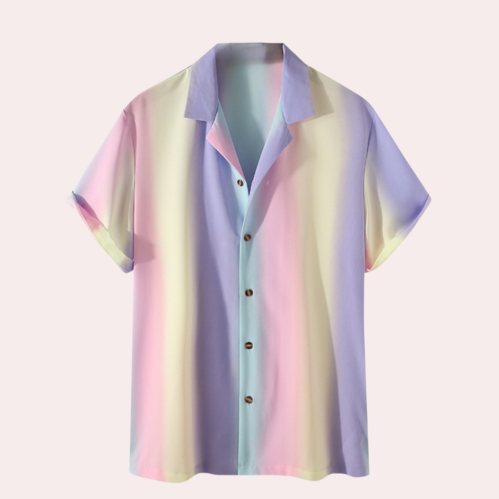 Modeinriktad randig vårskjorta för män. En snygg och trendig casual skjorta för vardag och sommar.