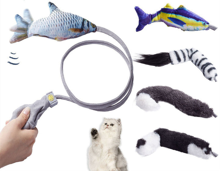 Detaljerad fiskkattleksak med snöre, idealisk för att underhålla kattungar och vuxna katter.