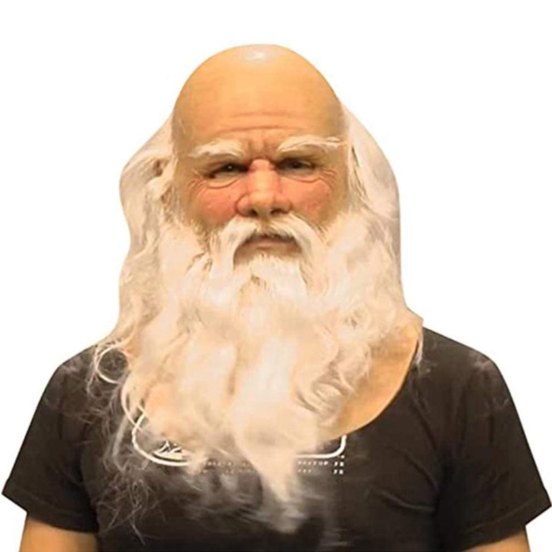Realistisk Halloween-mask för vuxna, gammal man i latex med detaljrika ansiktsdrag och ansiktshår, perfekt för maskerader.