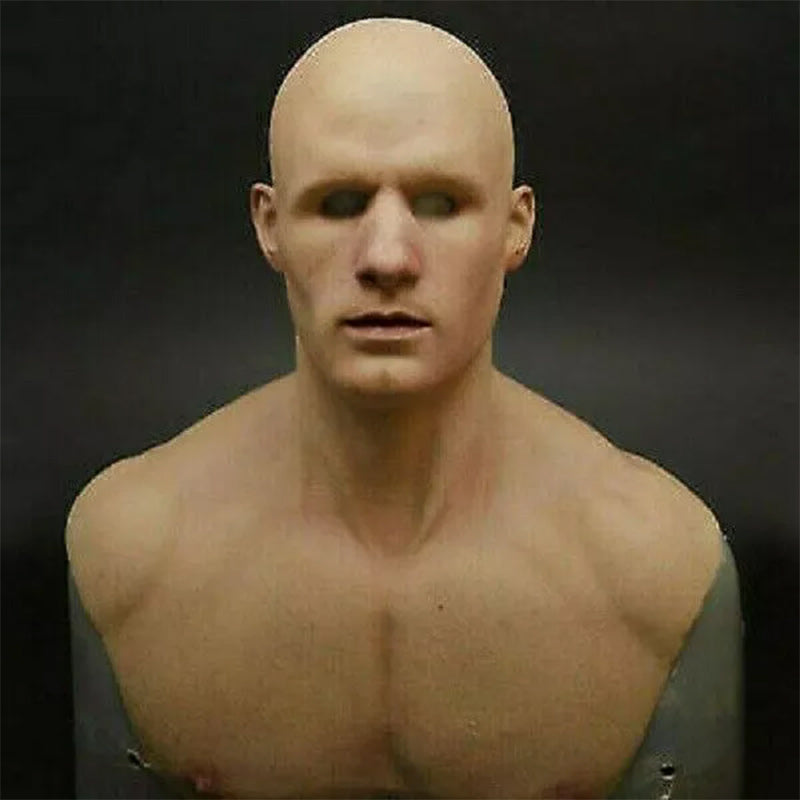 Realistisk Halloween-mask för vuxna, gammal man i latex med detaljrika ansiktsdrag och ansiktshår, perfekt för maskerader.