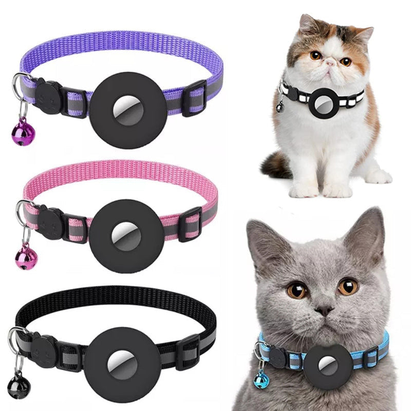 "Reflekterande AirTag-krage för katt: hållbar polyester, PU-läder, säkerhetsdesign för nattlig synlighet."