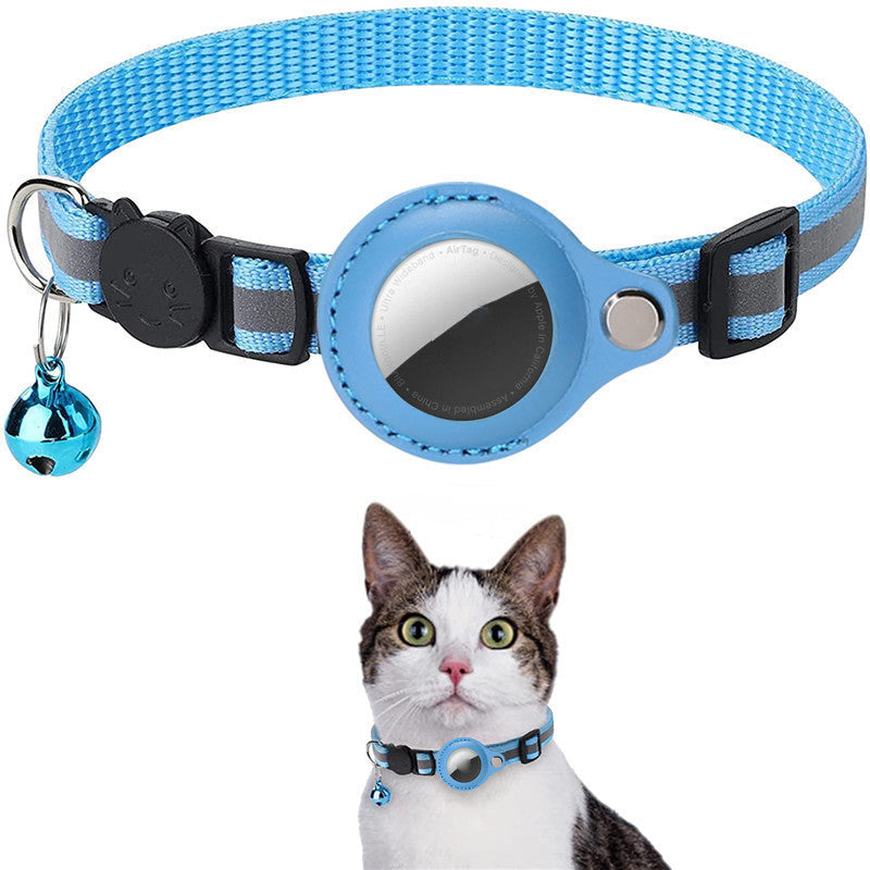 "Reflekterande AirTag-krage för katt: hållbar polyester, PU-läder, säkerhetsdesign för nattlig synlighet."