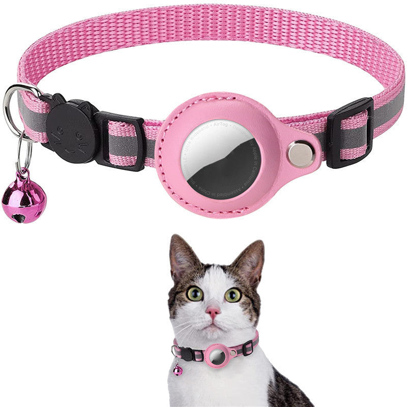 "Reflekterande AirTag-krage för katt: hållbar polyester, PU-läder, säkerhetsdesign för nattlig synlighet."