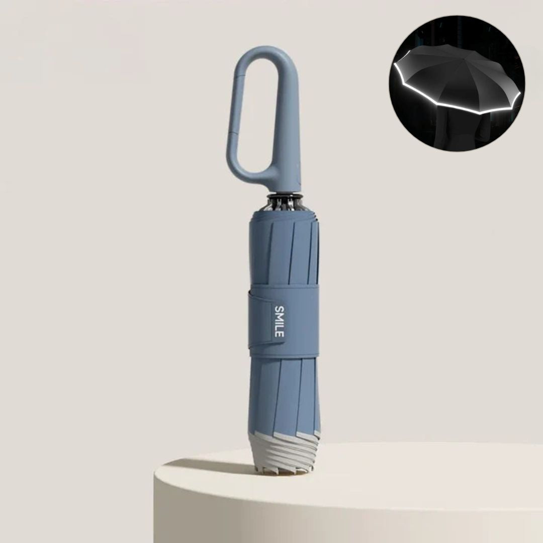Stort omfång på det stormsäkra paraplyet skyddar effektivt mot skyfall