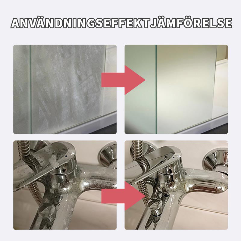 Rengöringsmedel för glas och metallflaskor, grön etikett, miljövänligt, unisex, effektivt mot vattenfläckar och kalk.