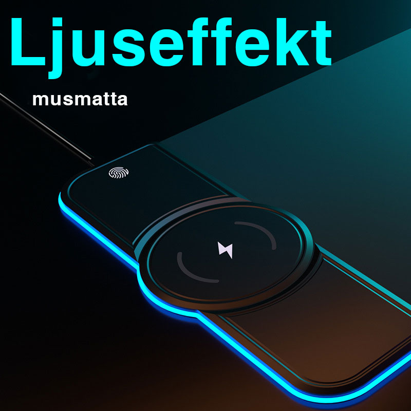 RGB trådlös laddningsmusmatta med stjärnhimmelsdesign, RGB-ljus, mikrotextur, halkfri bas, passar teknik och spel.