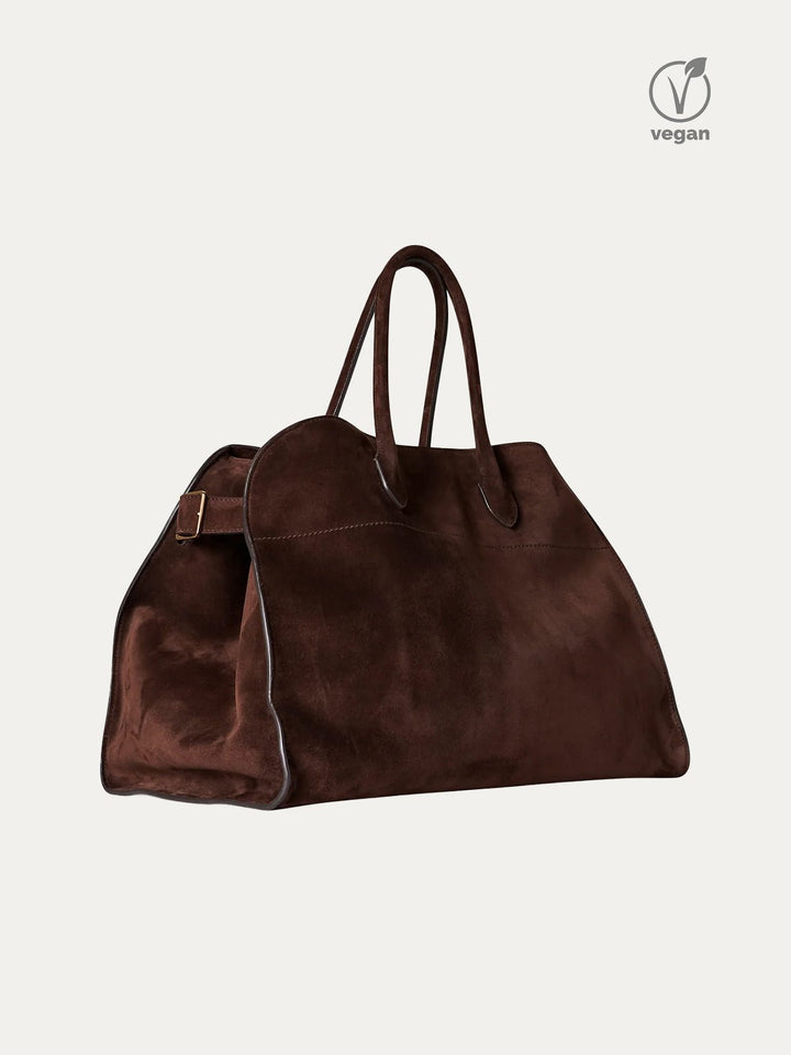 Brun Urban Essential totebag i vegansk mocka sedd från sidan