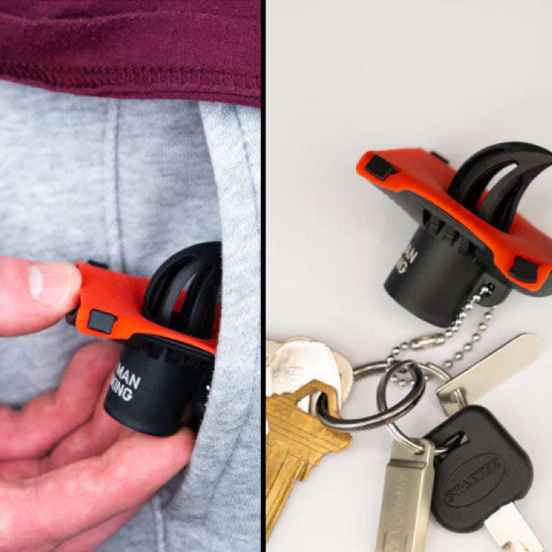 "Röd plastnyckelring med ölflasköppnare, stilren och portabel design för män och kvinnor, perfekt accessoar."
