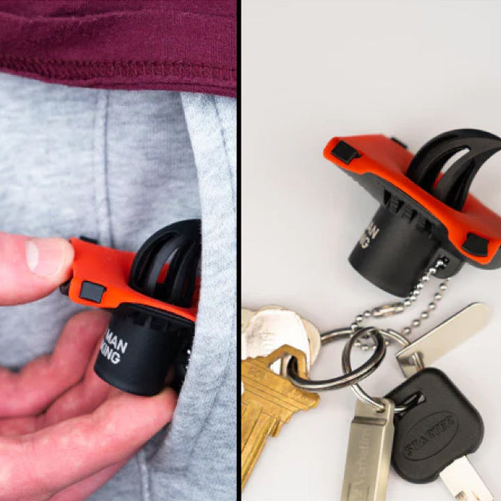 "Röd plastnyckelring med ölflasköppnare, stilren och portabel design för män och kvinnor, perfekt accessoar."