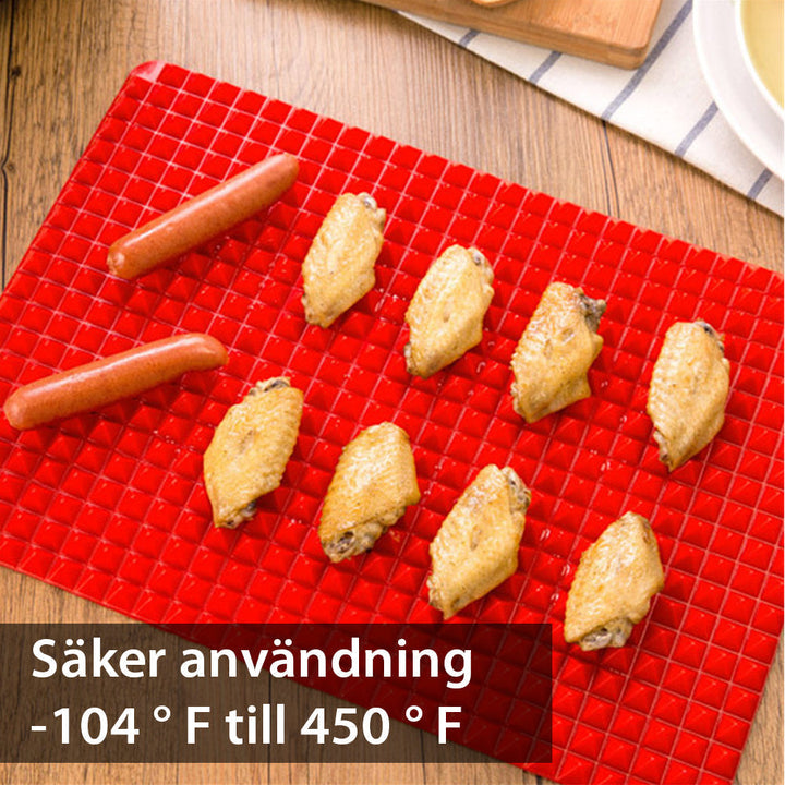 Röd silikonform för stekpanna, värmebeständig och elegant design för kök och bakning, enkel rengöring och hållbar.