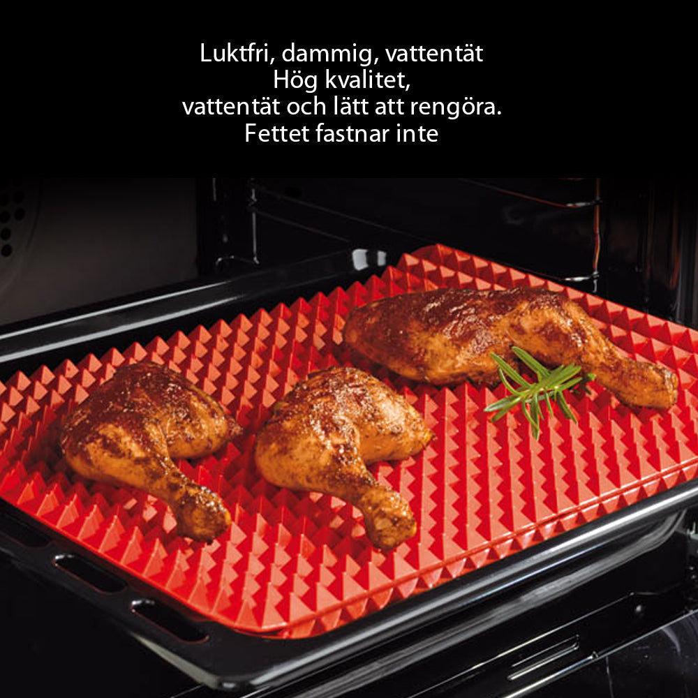 Röd silikonform för stekpanna, värmebeständig och elegant design för kök och bakning, enkel rengöring och hållbar.
