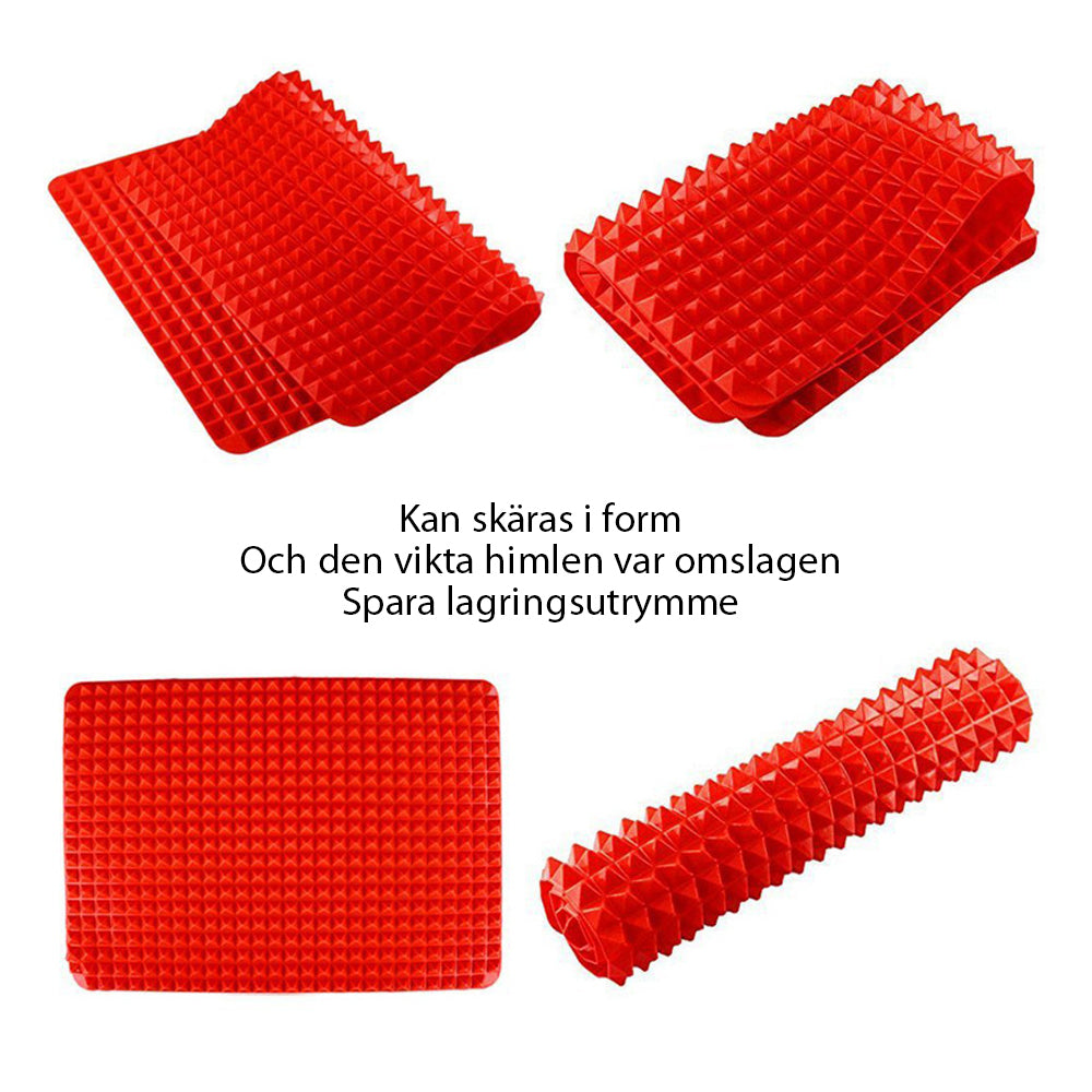 Röd silikonform för stekpanna, värmebeständig och elegant design för kök och bakning, enkel rengöring och hållbar.