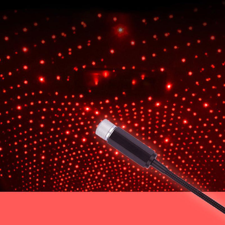 "Romantisk USB stjärnprojektionslampa med ställbar violett ljusintensitet, 360-graders rotation, kompakt, metall 226x15mm."
