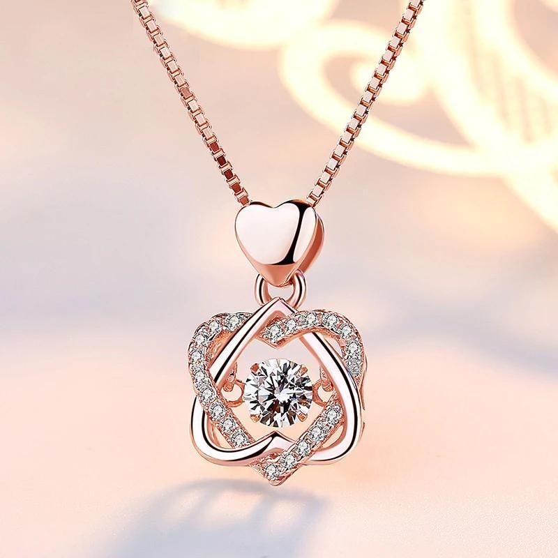 "Romantiskt ros halsband i hjärtform med röd ros, perfekt för Alla Hjärtans Dag gåva, elegant smyckesset, kvinnors accessoar"