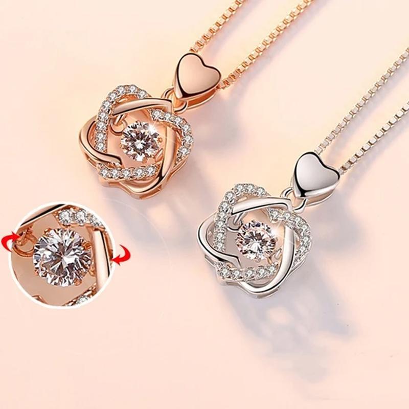 "Romantiskt ros halsband i hjärtform med röd ros, perfekt för Alla Hjärtans Dag gåva, elegant smyckesset, kvinnors accessoar"