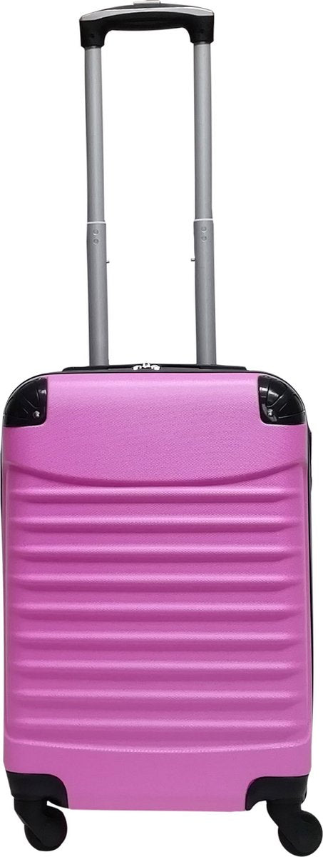 Säker och praktisk resekomfort med rosa 2-delat resväskset, slitstark hardshell rullväska.