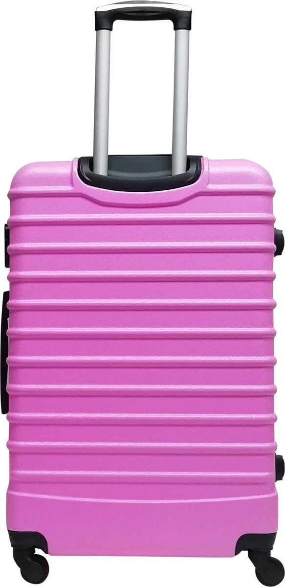 Rosa 2-delat bagageset: En kabinväska och en stor resväska, hardshell för skydd av ägodelar.