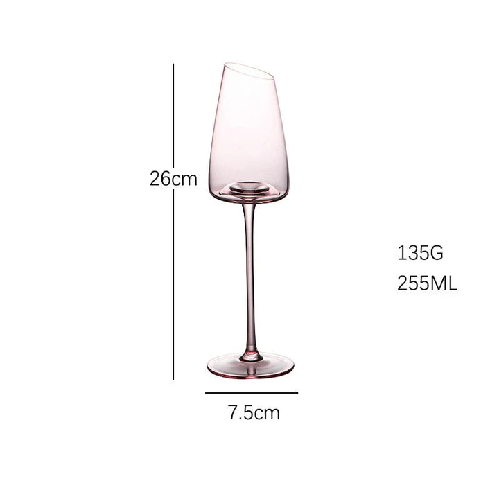 Lyxigt set med 2 handblåsta rosa kristallvinglas. Den perfekta presenten för vinälskare.