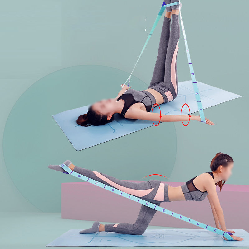 Rosa och blå träningsband för flexibilitet och motståndsträning.