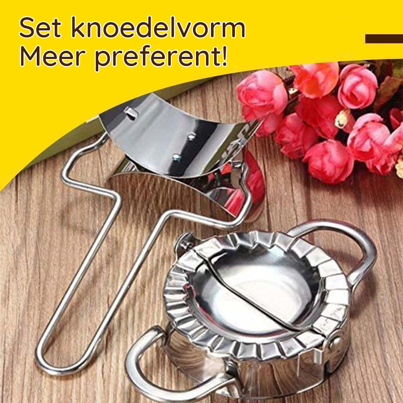 Dumplingmaskin och skalare i rostfritt stål med spegelpolerad yta för enkel och hygienisk användning i hemmakök.