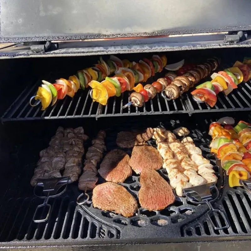 Grillsavor 3-delade grillspett i rostfritt stål med tre piggar, perfekt för kött och grönsaker.