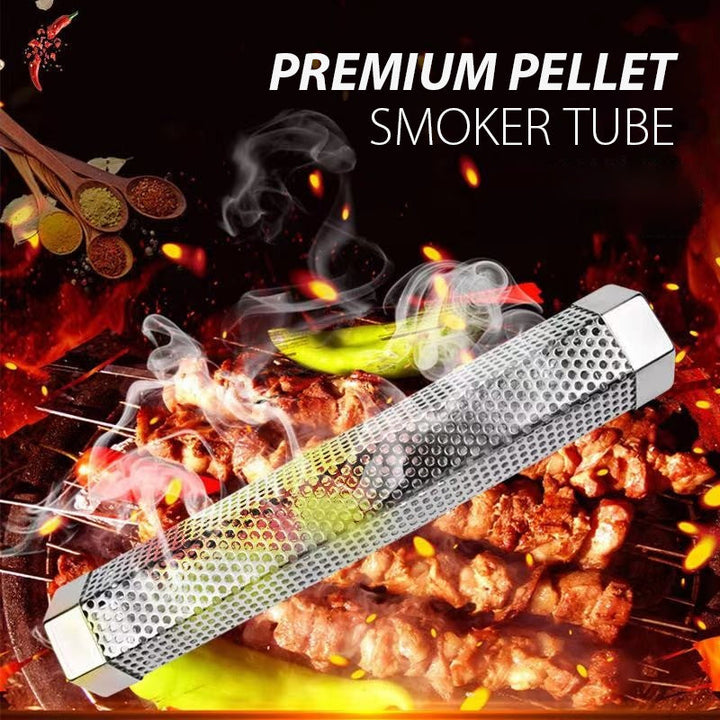 Rökrör i rostfritt stål för grill, hexagonform, köksaccessoar, perfekt för rökning av kött och fisk, hållbar och stabil.