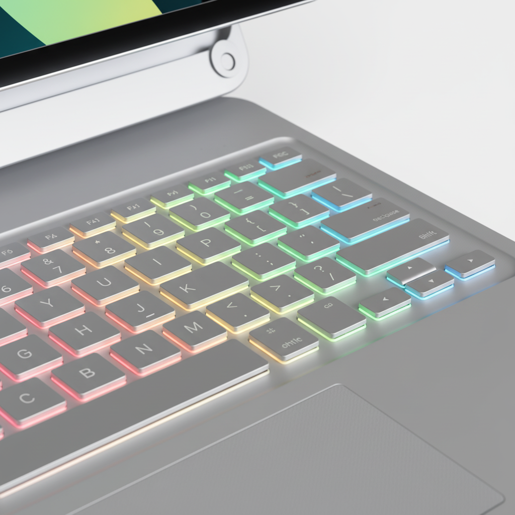 Skyddsfodral FlexiCover för iPad, med roterande funktion och bakgrundsbelyst QWERTY-tangentbord.