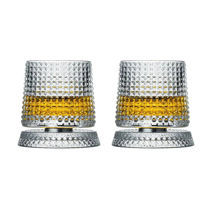 Mångsidiga roterande kristallglas, 2-pack. Ideal för whisky, cocktails och andra stilfulla drinkar.