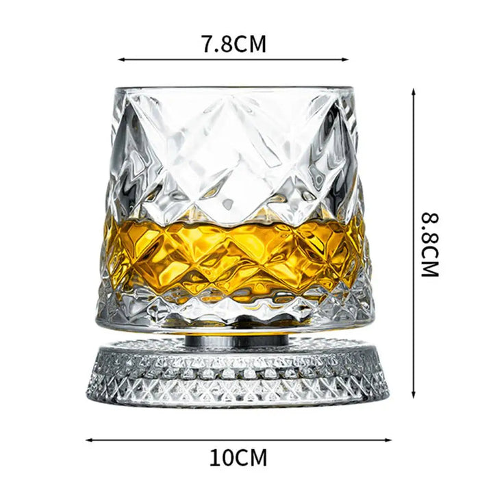 Lyxigt whiskyglas set med två roterande kristallglas. För eleganta drinkar & serveringar.