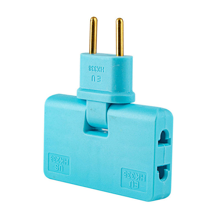 "Roterbar vägguttagadapter med 3 AC-uttag, kompakt design i vitt, idealisk för hem och resa. Brandsäkert material."