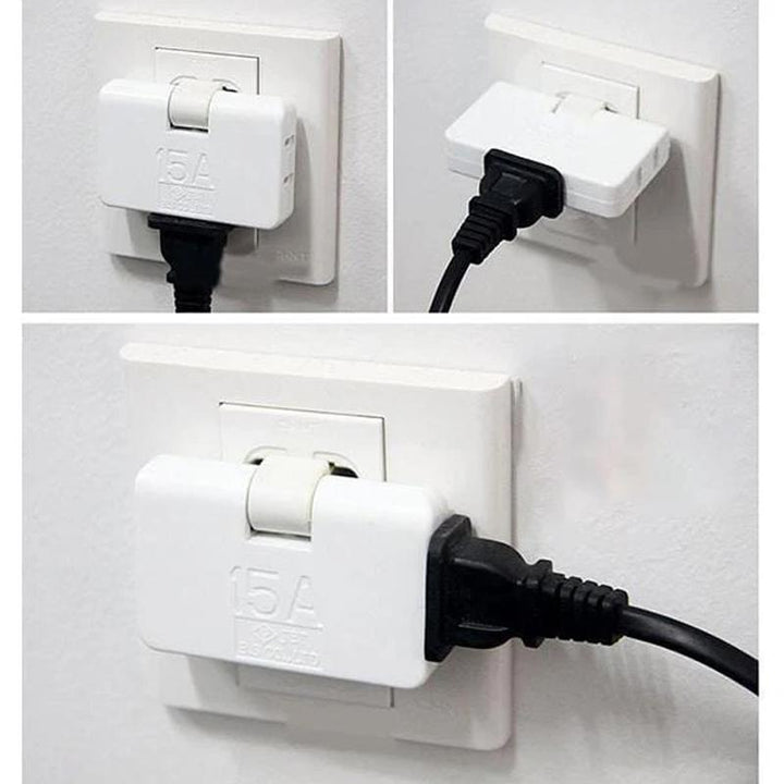 "Roterbar vägguttagadapter med 3 AC-uttag, kompakt design i vitt, idealisk för hem och resa. Brandsäkert material."