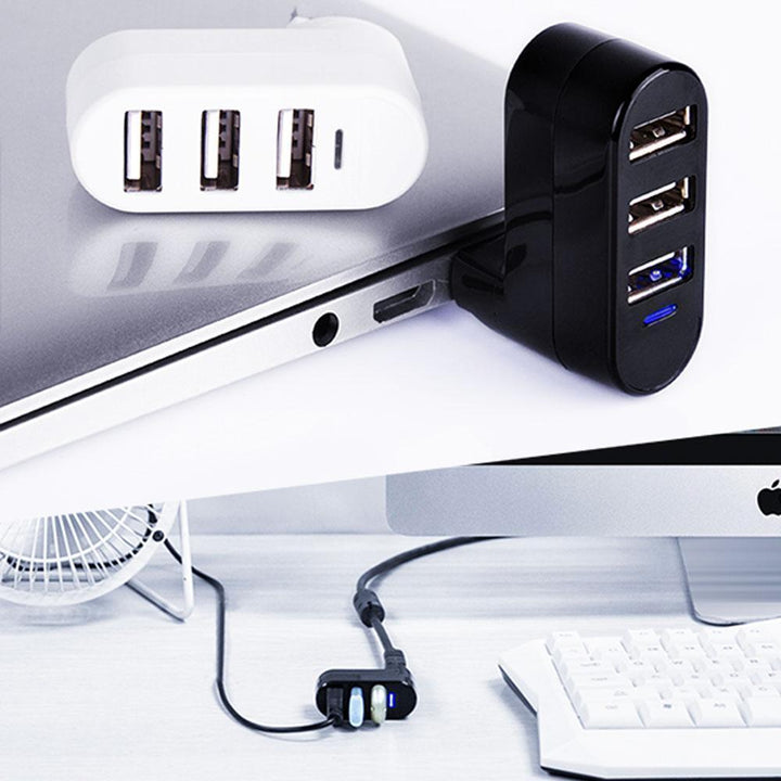 "Roterbart USB-nav med 3 portar, kompakt design, 180 graders rörlighet, optimerar enhetshantering effektivt"
