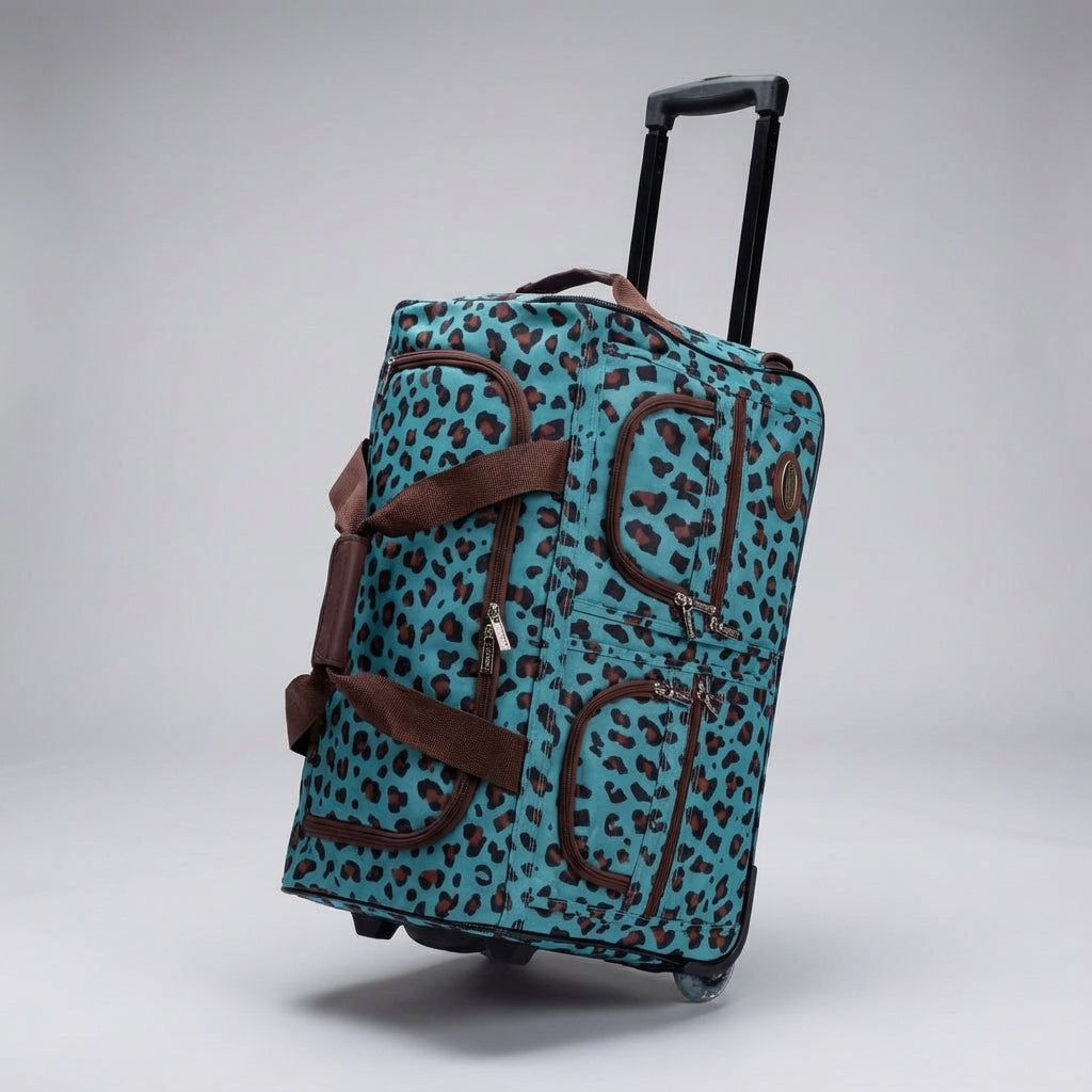 Slitstark polyester duffelväska på hjul för tåligt bagage och bekväm resa.