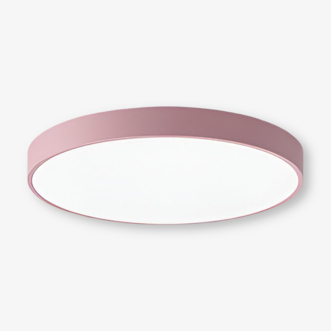 Energieffektiv modern LED taklampa, rund och tunn. Perfekt för minimalistisk heminredning.