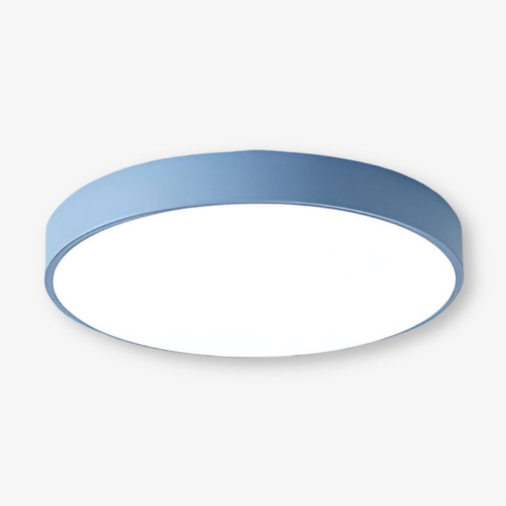 Modern rund LED taklampa med justerbar färgtemperatur. Elegant, tunn design för varierande atmosfär.