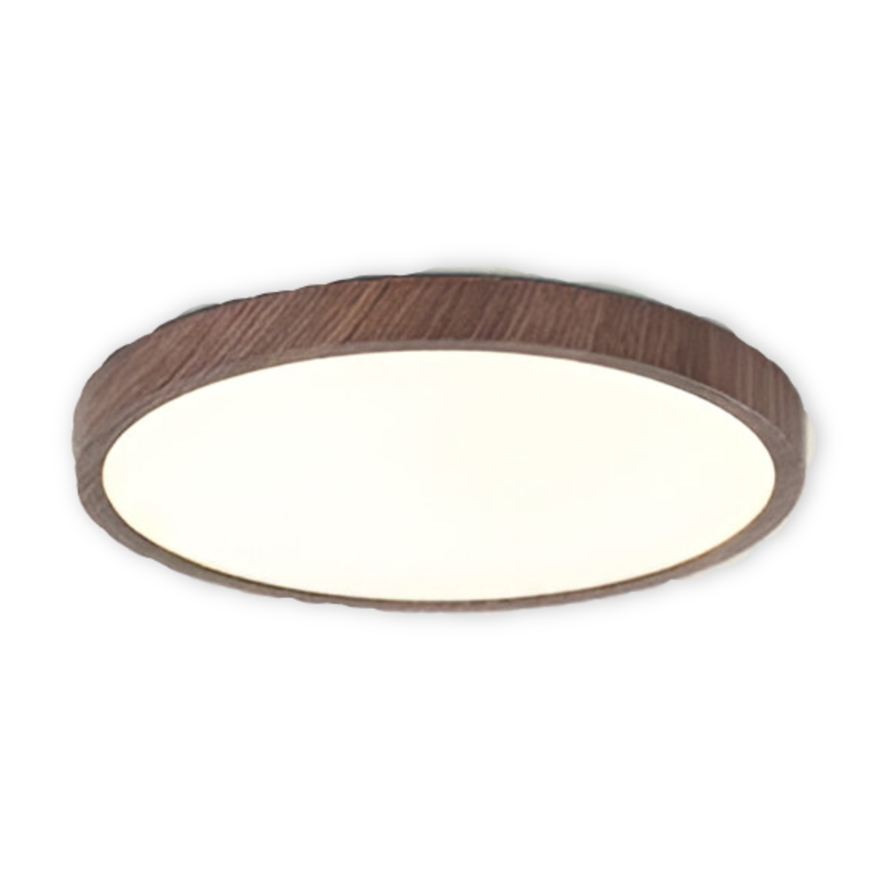 Modern rund taklampa med justerbar ljusfärg. Stilren takbelysning valnötsfinish, perfekt för alla rum.