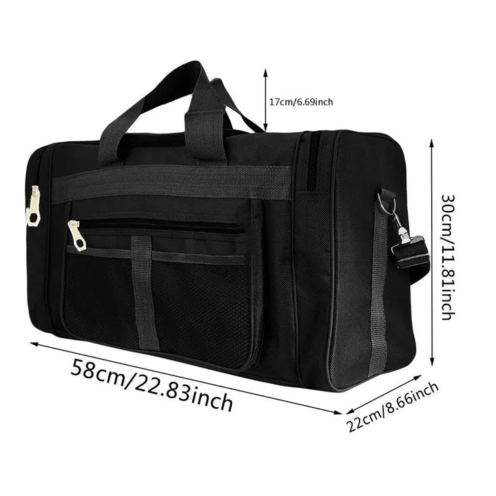 Unisex 40L nylon helgväska med axelrem. Praktisk duffelväska för resor och sport.