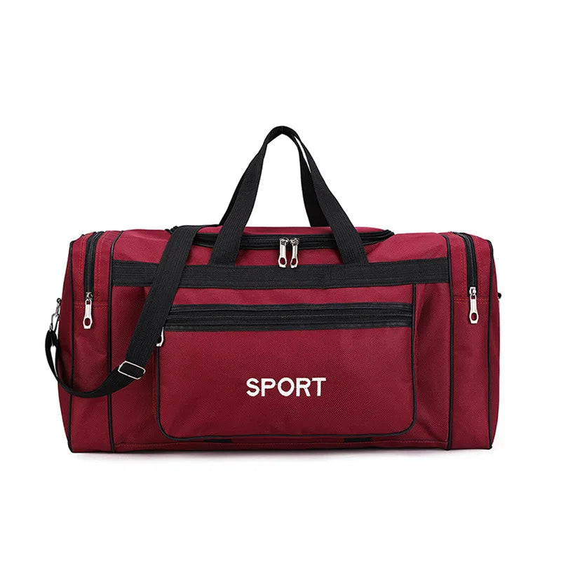 Stor 40L sportväska i nylon, redo för packning. Perfekt som weekendväska för äventyr.
