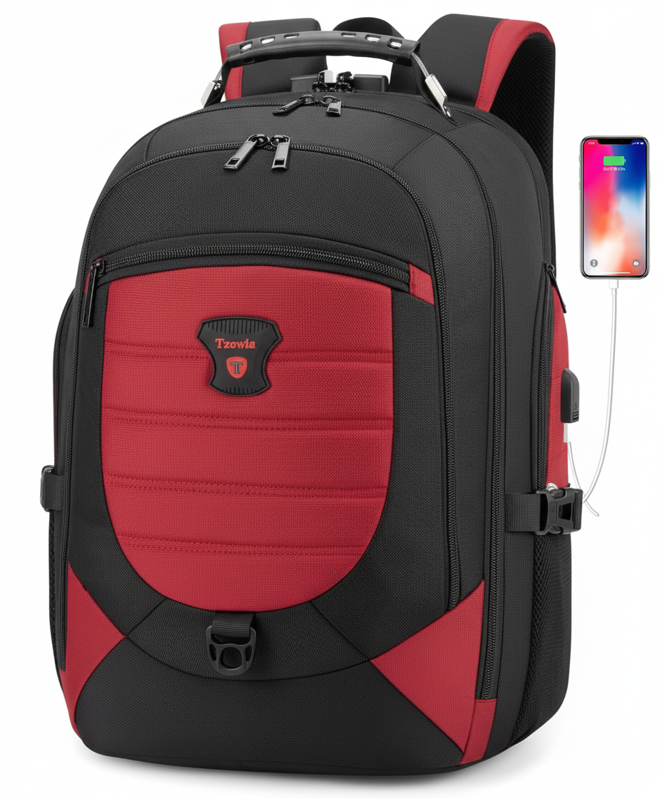 Rymlig 40L reseryggsäck med integrerad USB-port. Perfekt för weekendresor och längre äventyr. Organiserad förvaring.