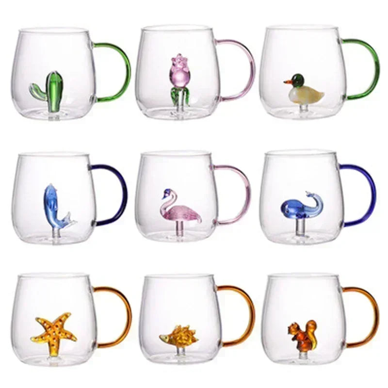 Borosilikatglas djurmugg, söt & unik. Perfekt som kaffemugg för kall dryck eller som lekfull present.