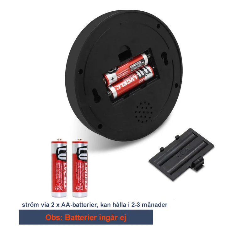 "Säkerhetskamera inomhus/utomhus svart ABS-material, rött LED-ljus, realistiskt utseende för hem och företag"