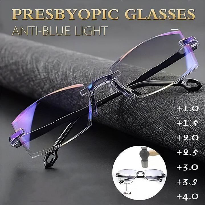 SapphireView unisex multifokala läsglasögon. Effektiva mot blått ljus, med flexibla bågar.