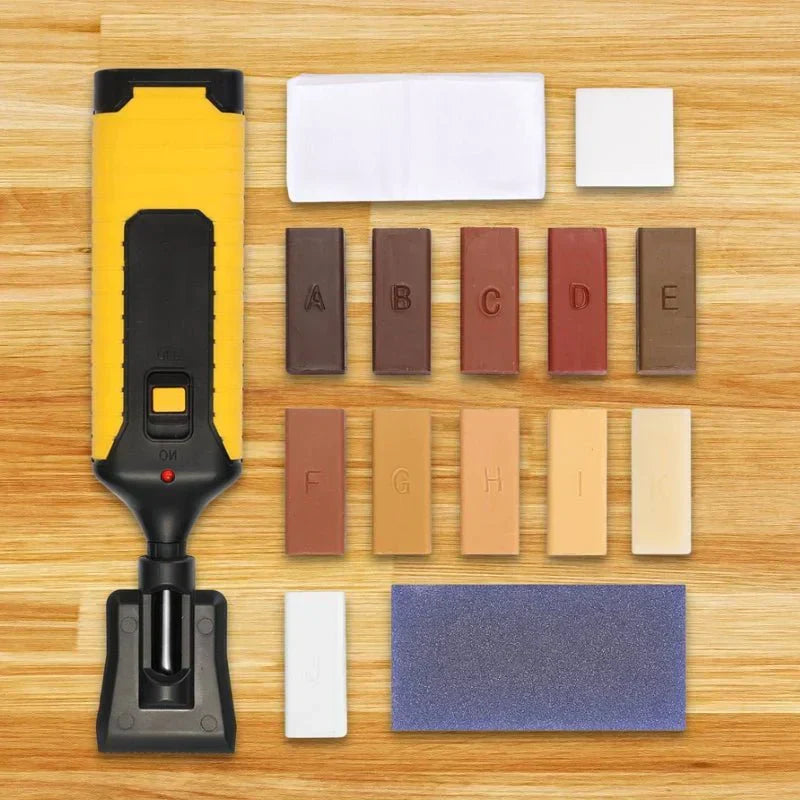 DIY golvreparationssats för hemmafixaren. Enkel att använda för att fixa ytskador på trä- och laminatgolv.