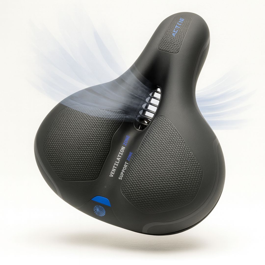 Ergonomisk cykelsadel med ventilationskanal för ökad komfort