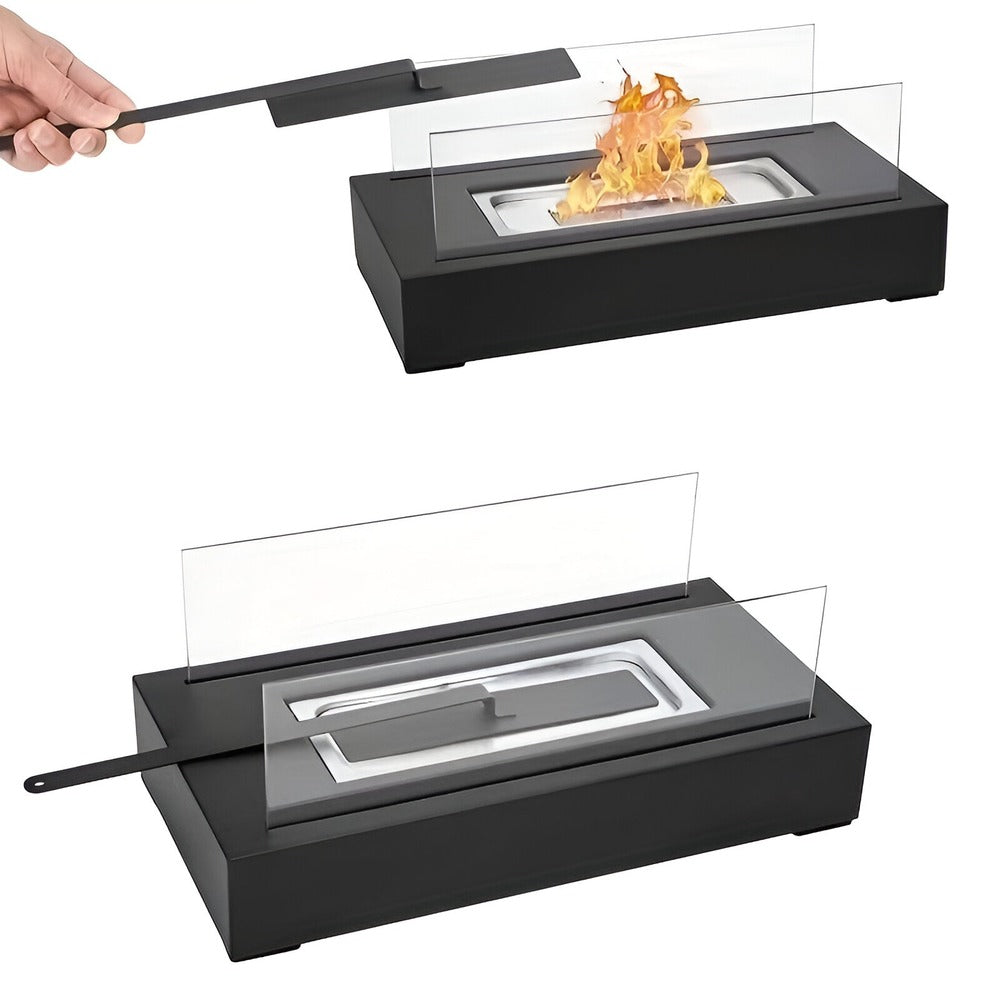 Modern SereniFire bordsspis, rektangulär bioetanol eldstad. Portabel värmekälla för uteplatsen, balkongen eller vardagsrummet.