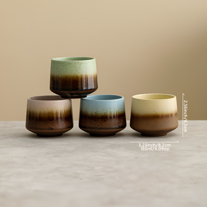 Set med 4 keramiska kaffekoppar i elegant design, 200 ml. Perfekt för kaffe & heminredning.
