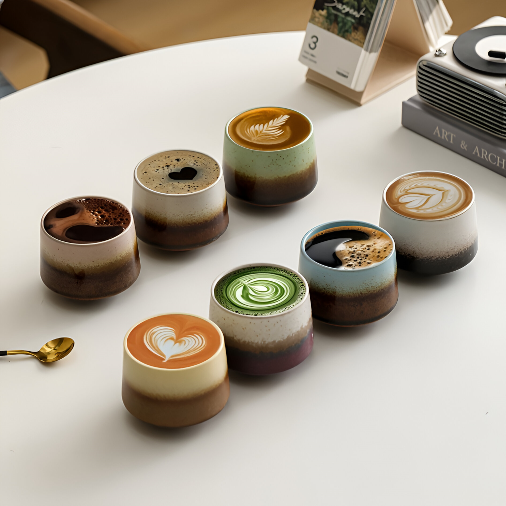 Eleganta 200 ml keramiska kaffekoppar i 4-pack. Matt yta för stilfull servering i ditt kök.